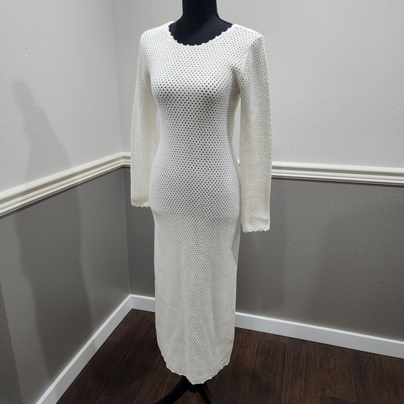 🔥 Wilfred White Maxi Knit Sweater Long Sleeve Dress Size Small - Picture 9 of 14